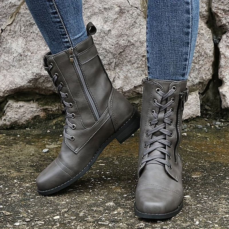 Luvrefashion | Emma Lace Up Combat Boots in Brown - image 14