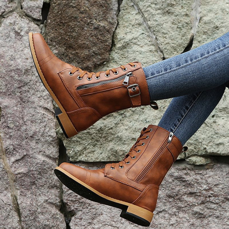 Luvrefashion | Emma Lace Up Combat Boots in Brown - image 16