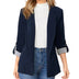 Versatile Soft Drape Cardigan Blazer – Office to Evening Elegance - Navy Blue