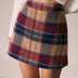 Red Plaid Zipper Fly Tweed Mini Skirt - Red