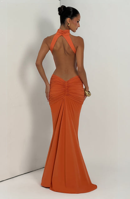 Chloe Burnt Orange Maxi Summer Dress