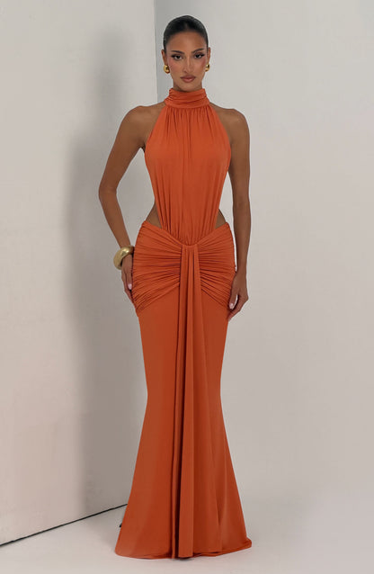 Chloe Burnt Orange Maxi Summer Dress