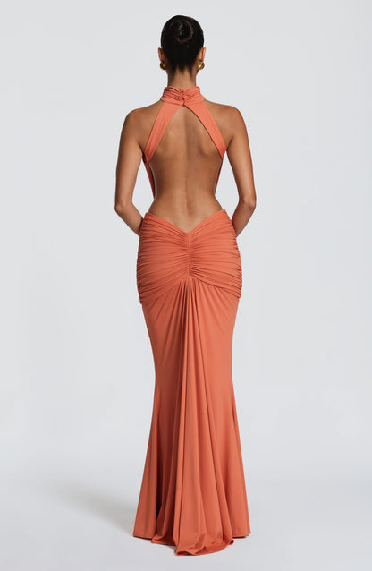 Chloe Burnt Orange Maxi Summer Dress