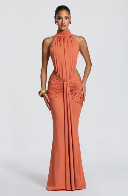 Chloe Burnt Orange Maxi Summer Dress