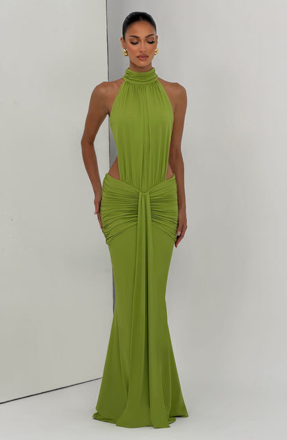 Sophia Olive Maxi Summer Dress