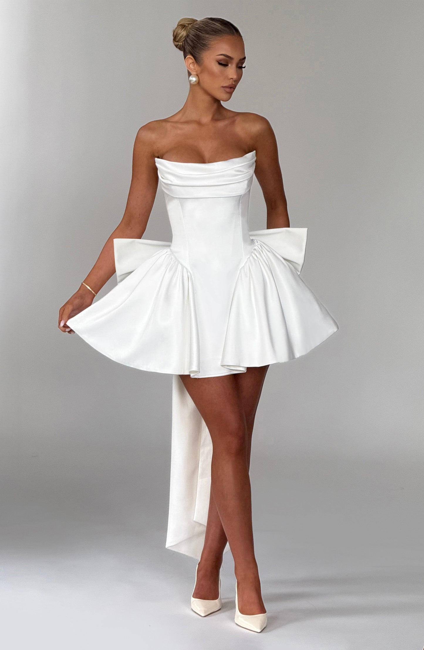 Ivory Trinity Mini Dress in XS - back view