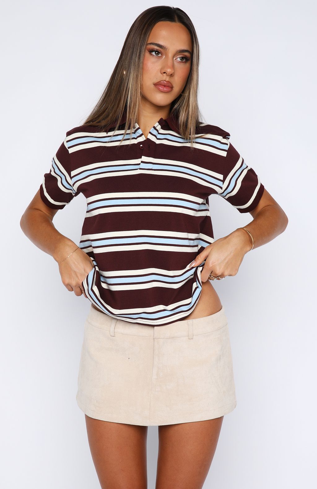 Oat Faux Suede Low Rise Mini Skort with Built-In Shorts