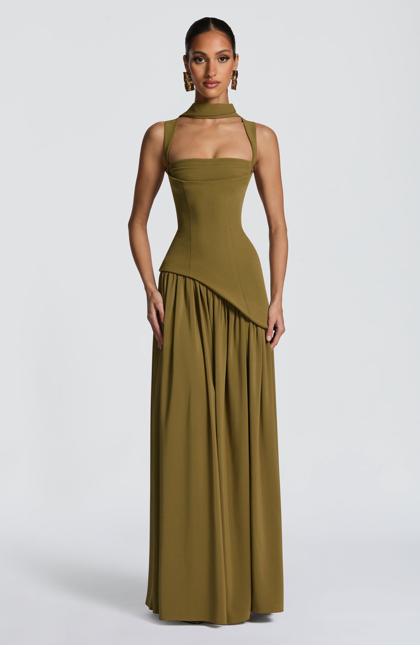 Sophia Maxi Summer Dress in Deep Olive
