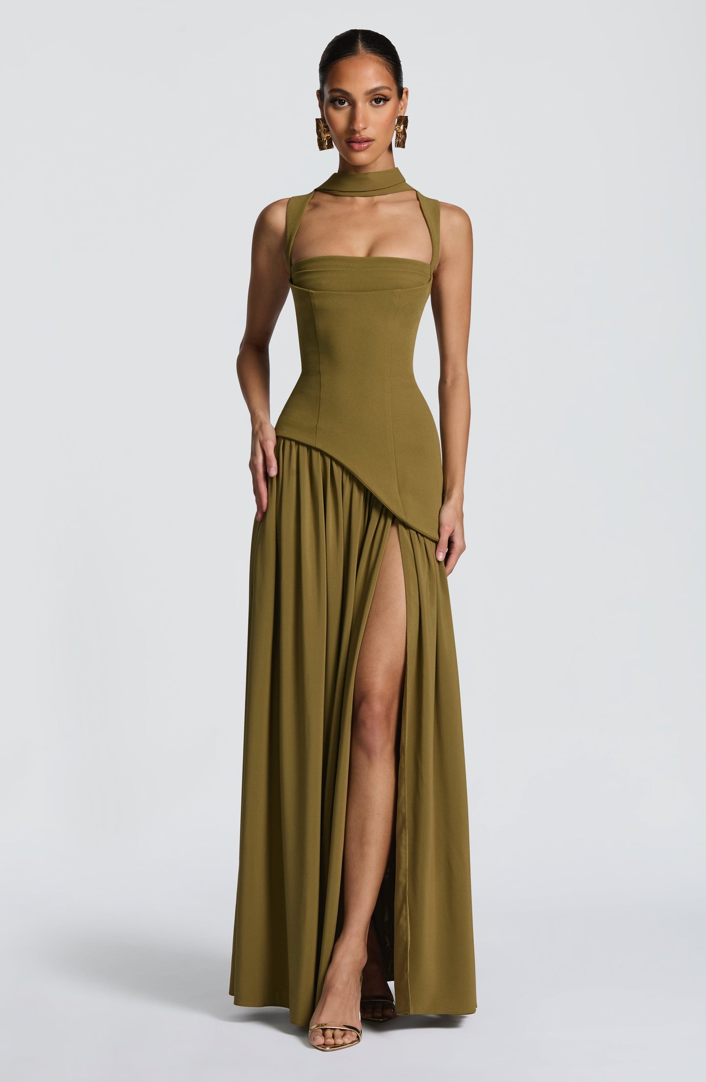 Sophia Maxi Summer Dress in Deep Olive