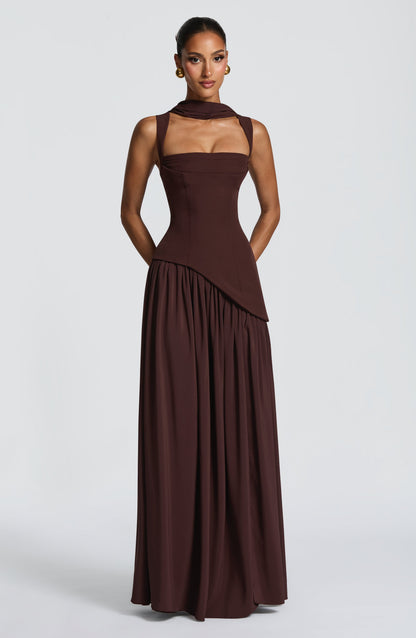Samantha Plum Brown Maxi Summer Dress