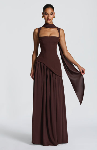 Samantha Plum Brown Maxi Summer Dress