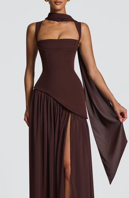 Samantha Plum Brown Maxi Summer Dress