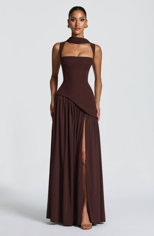 Samantha Plum Brown Maxi Summer Dress