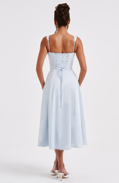 Chloe Blue Midi Sundress - Perfect for Summer Days