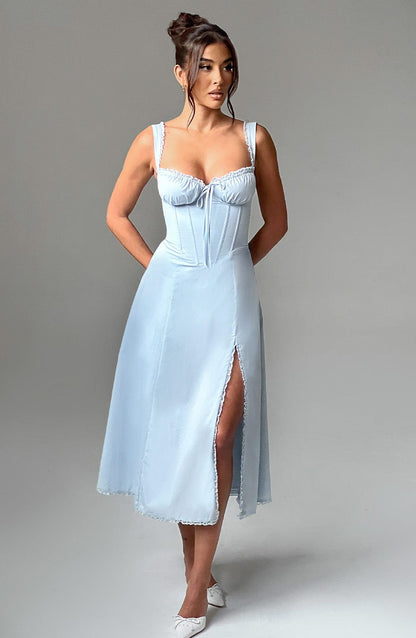 Chloe Blue Midi Sundress - Perfect for Summer Days