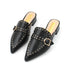 Chloe's Trendy Studded Mules with Low Square Heel - Black