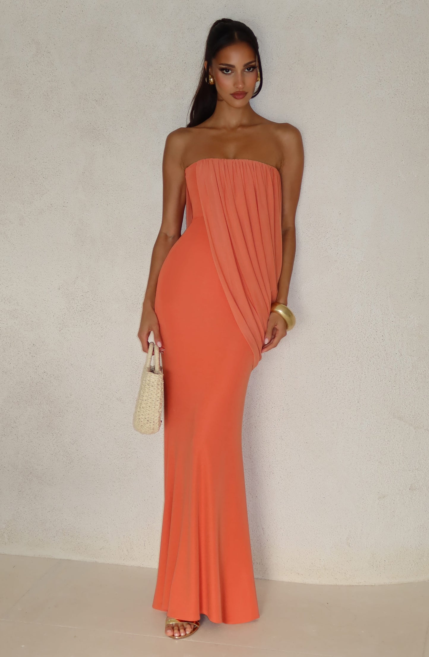 Sophia Maxi Summer Dress in Burnt Orange