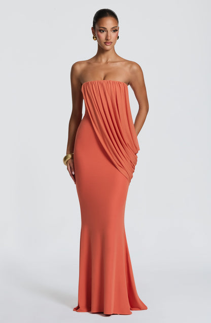 Sophia Maxi Summer Dress in Burnt Orange
