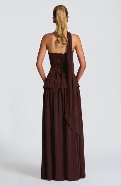 Sophia Plum Brown Maxi Summer Dress