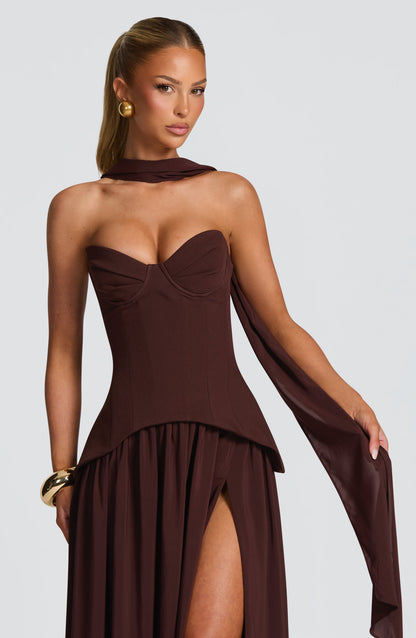 Sophia Plum Brown Maxi Summer Dress