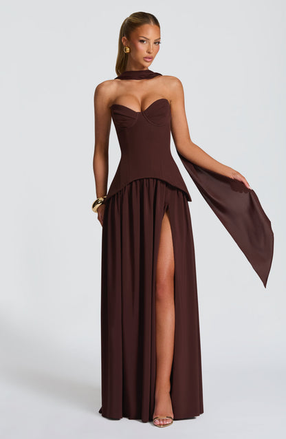 Sophia Plum Brown Maxi Summer Dress