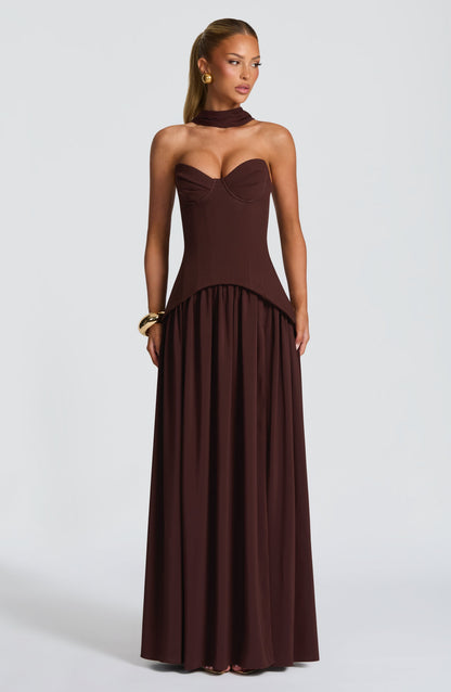 Sophia Plum Brown Maxi Summer Dress