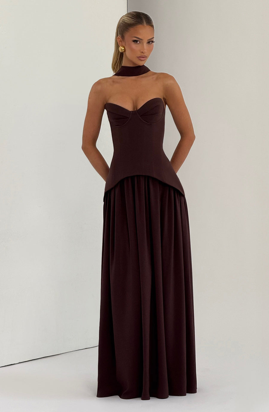 Sophia Plum Brown Maxi Summer Dress
