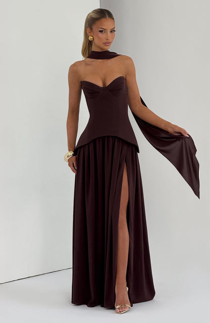 Sophia Plum Brown Maxi Summer Dress
