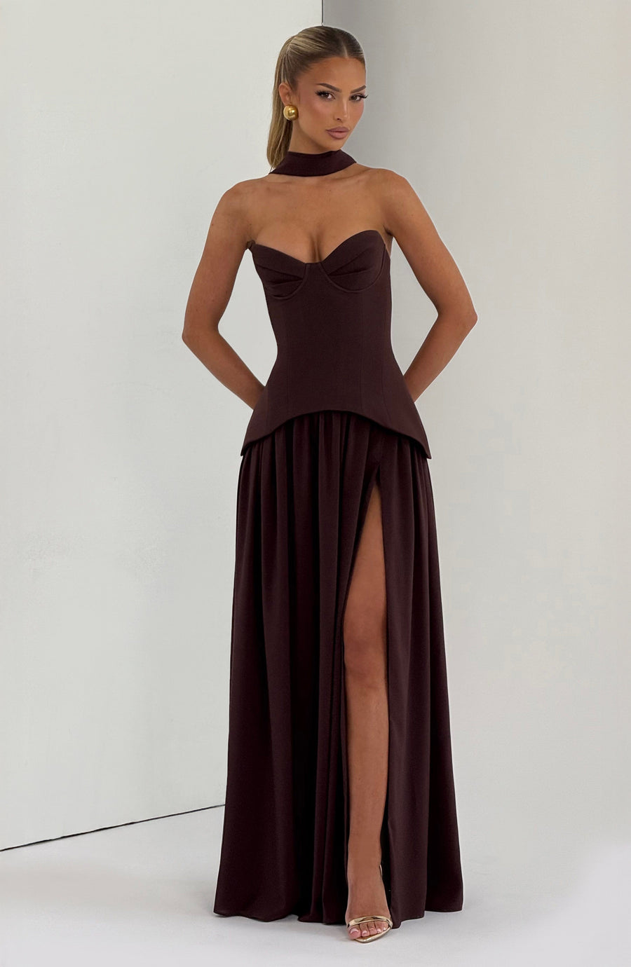 Sophia Plum Brown Maxi Summer Dress