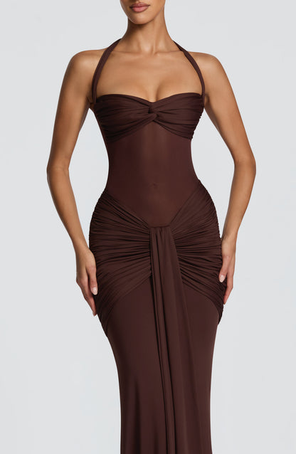 Sophia Plum Brown Maxi Summer Dress