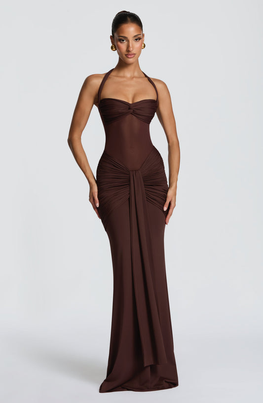 Sophia Plum Brown Maxi Summer Dress