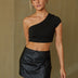 Westwood Black Ruched High-Waist Faux Leather Skort - Black