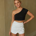 Westwood Black Ruched High-Waist Faux Leather Skort - White