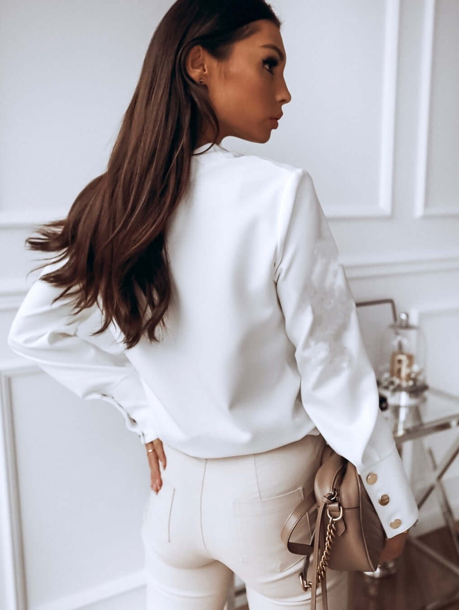 Luvrefashion | Daphne Timeless & Sophisticated Blouse for Every Occasion in White - back view