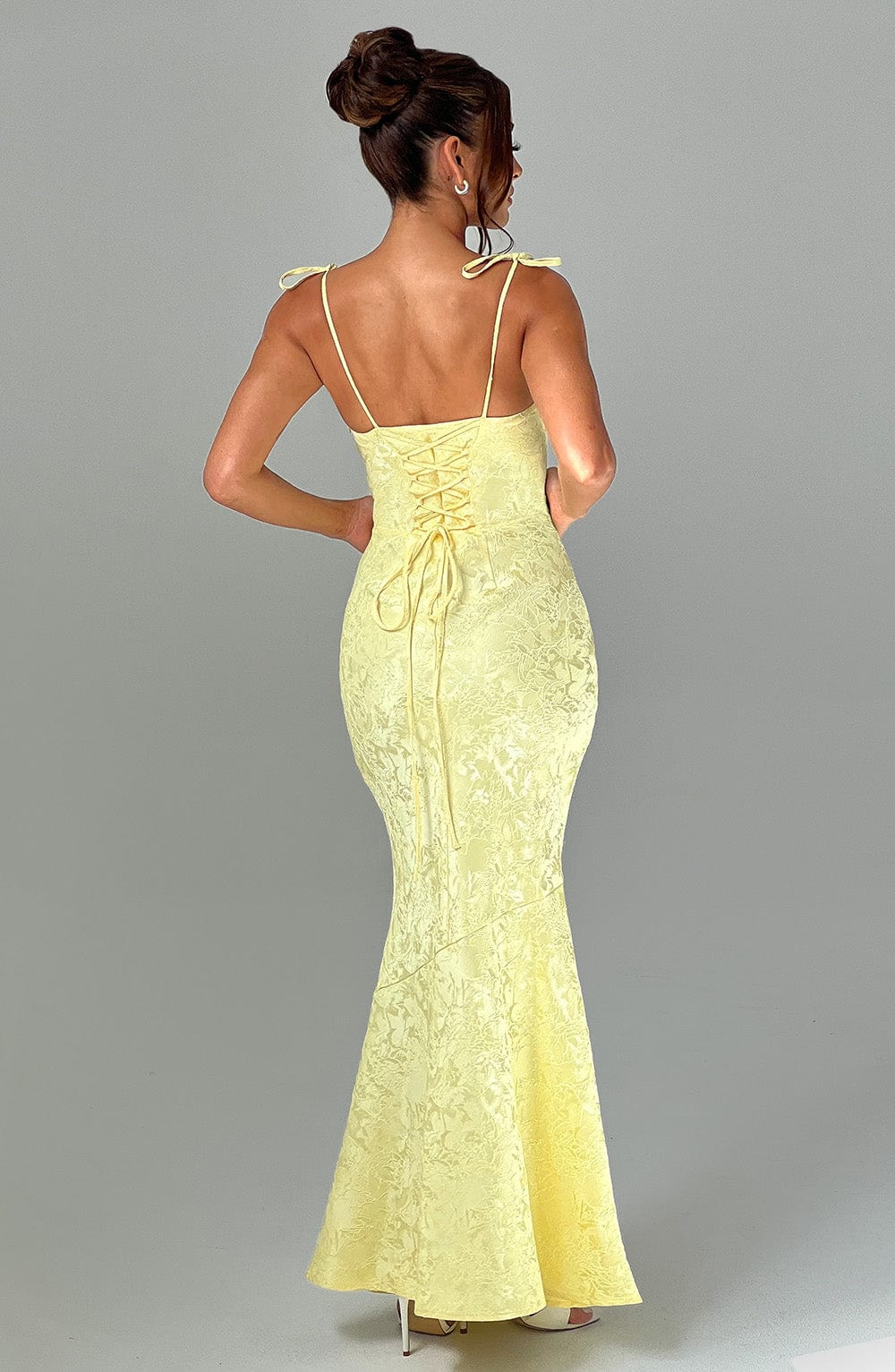 Whitney Lemon Maxi Dress in XS - side view