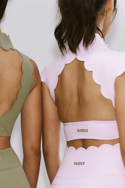 Ivory Scallop Cutout Mock Neck Bra with Medium-High Support