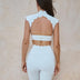 Ivory Scallop Cutout Mock Neck Bra with Medium-High Support - Ivory