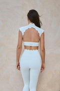 Ivory Scallop Cutout Mock Neck Bra with Medium-High Support