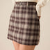 Coffee Brown Plaid Straight-Cut Mini Skirt with Zipper Detail - Coffee