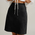 Black Suede Zipper Slit Mini Skirt - Black