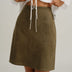 Army Green Faux Suede Zippered Straight Mini Skirt - Green