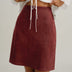 Red Suede Zipper Slit Mini Skirt - Red