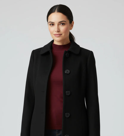 Luvrefashion | Ladies' Winter Trench Coat with Single Breasted Design in Dark Red - styled look