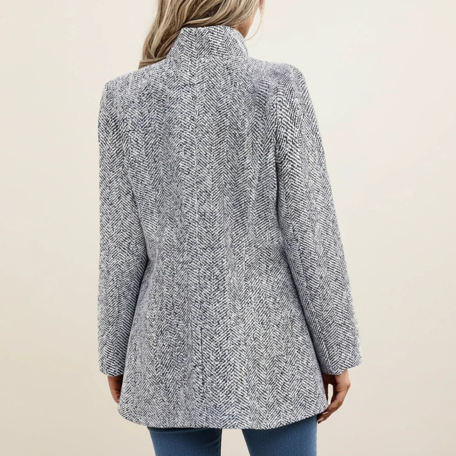 Ladies' A Line Open Front Jacket in Gray - side view