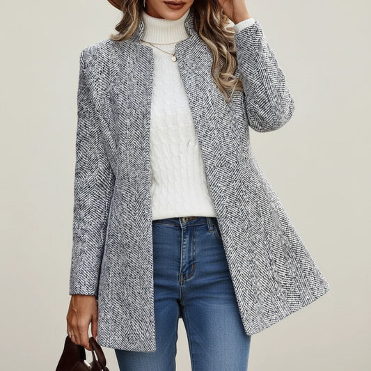 Ladies' A Line Open Front Jacket in Gray - front view