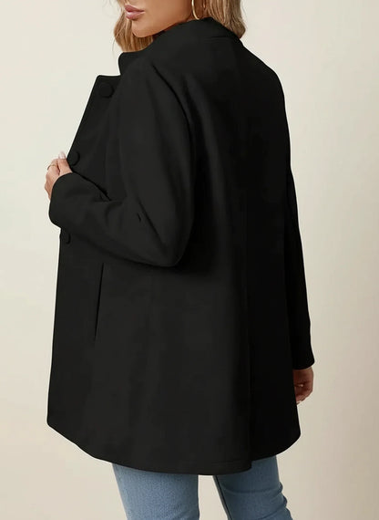 A Line Jacket with Mandarin Collar in Beige - styled look