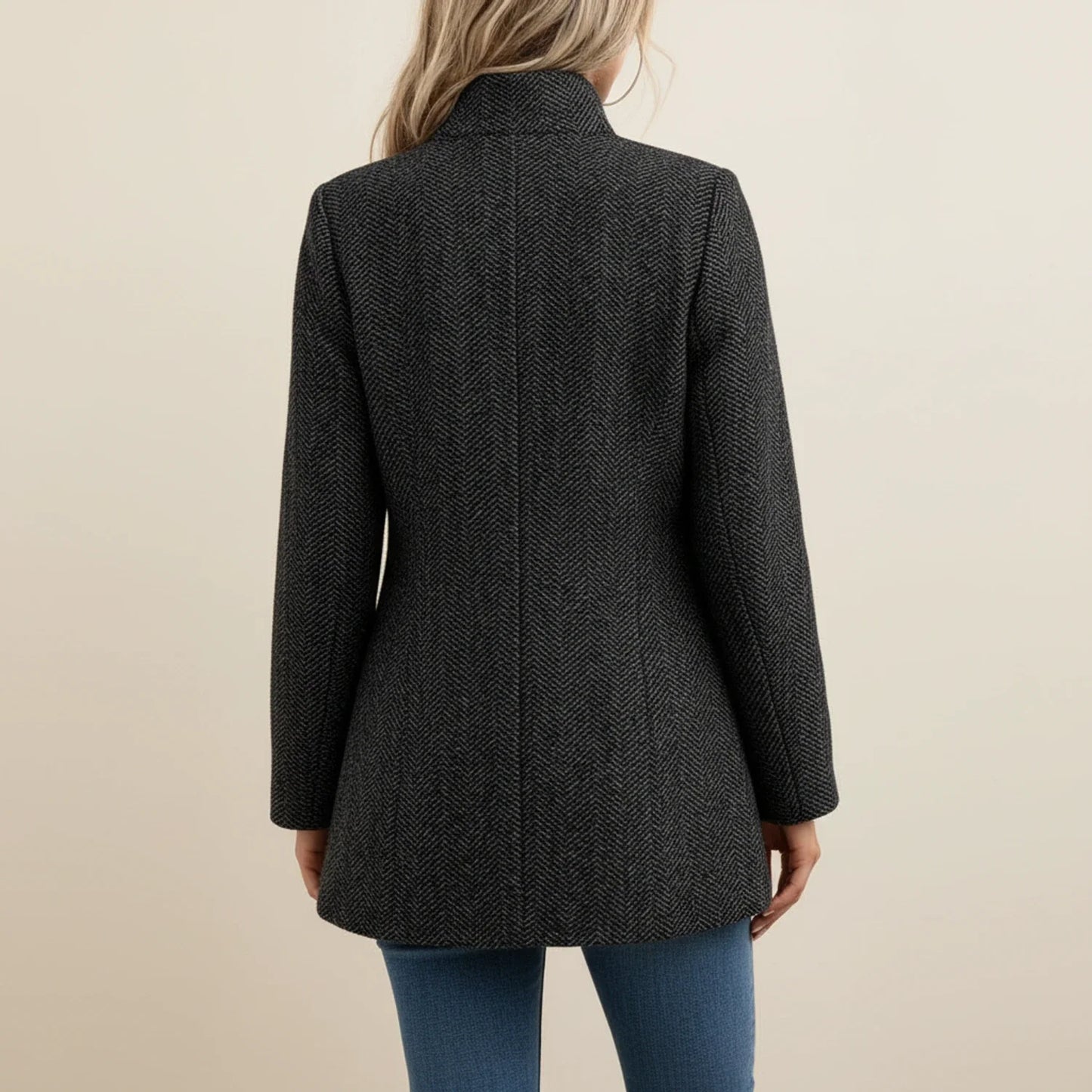 Ladies' A Line Open Front Jacket in Gray - detail view