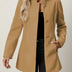 Women's A-Line Jacket with Mandarin Collar - Camel