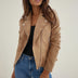 Asymmetrical Women's Moto Jacket - Khaki