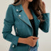 Asymmetrical Women's Moto Jacket - Blue